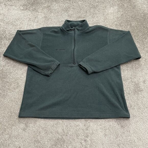 Columbia Steens Mountain Fleece Jacket Mens Large Green 1/4 Zip Outdoor Hiking - Picture 1 of 11